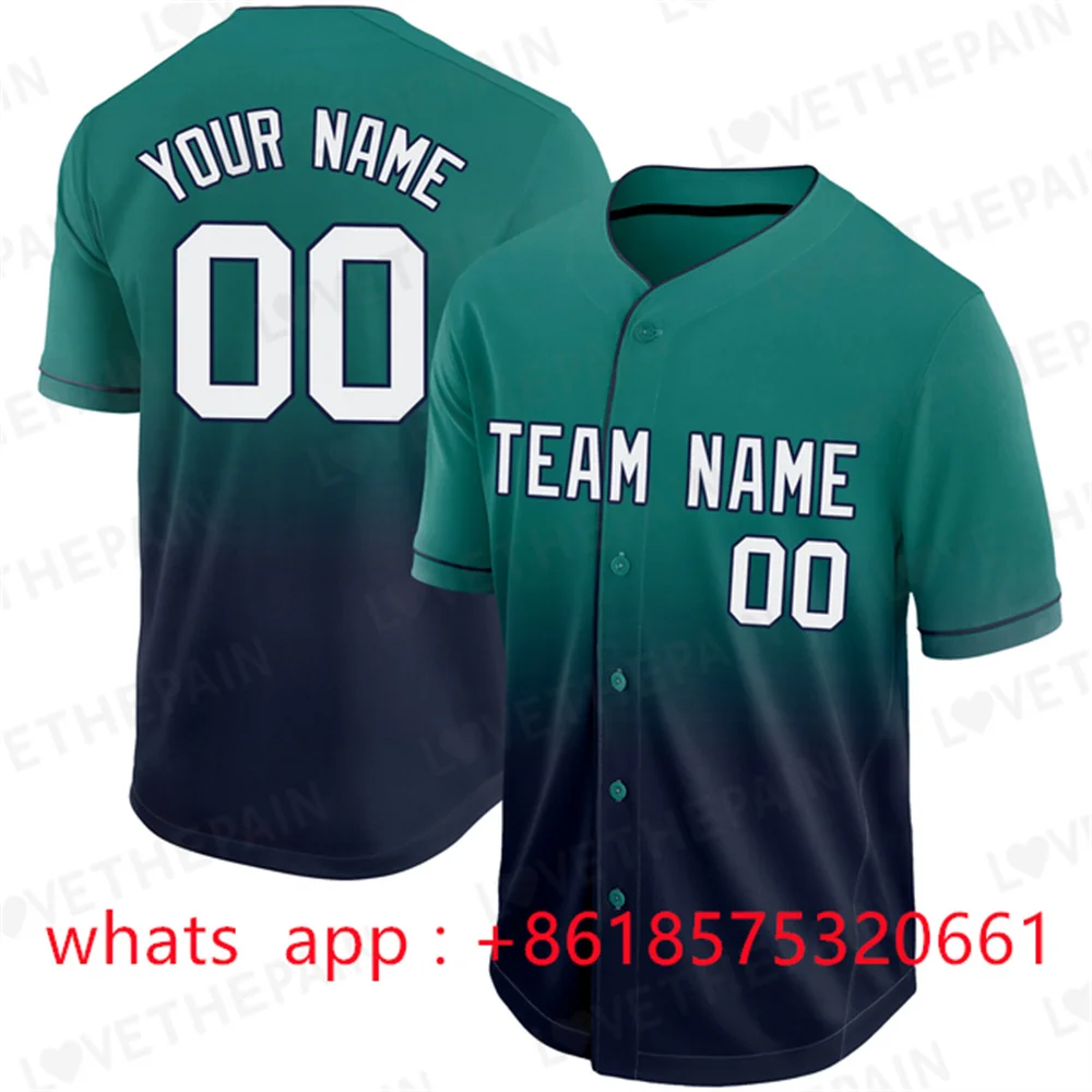 Baseball Jersey Short-Sleeve Cardigan Softball Sport Shirt Jersey Gradient Color Printing Design Team Name/Number Unisex
