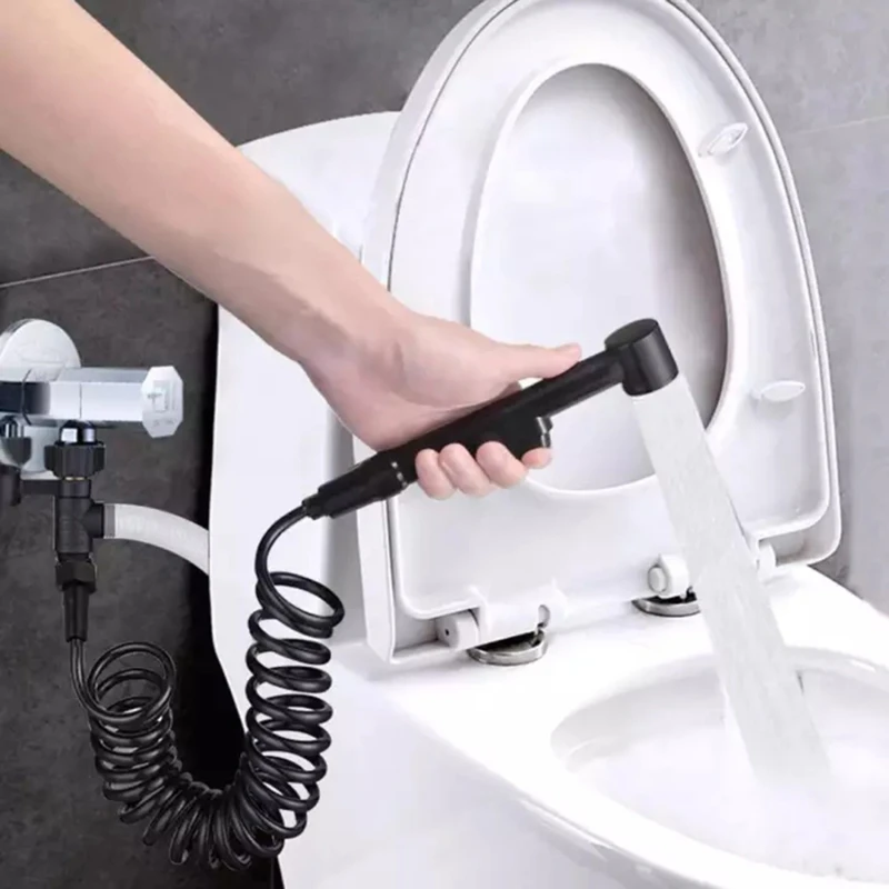 

Bathroom Shower Plumbing Hoseswasher Toilet Spray Gun Telephone Wire Telescopic Spring Black White Tube Hose Bathroom Supplies