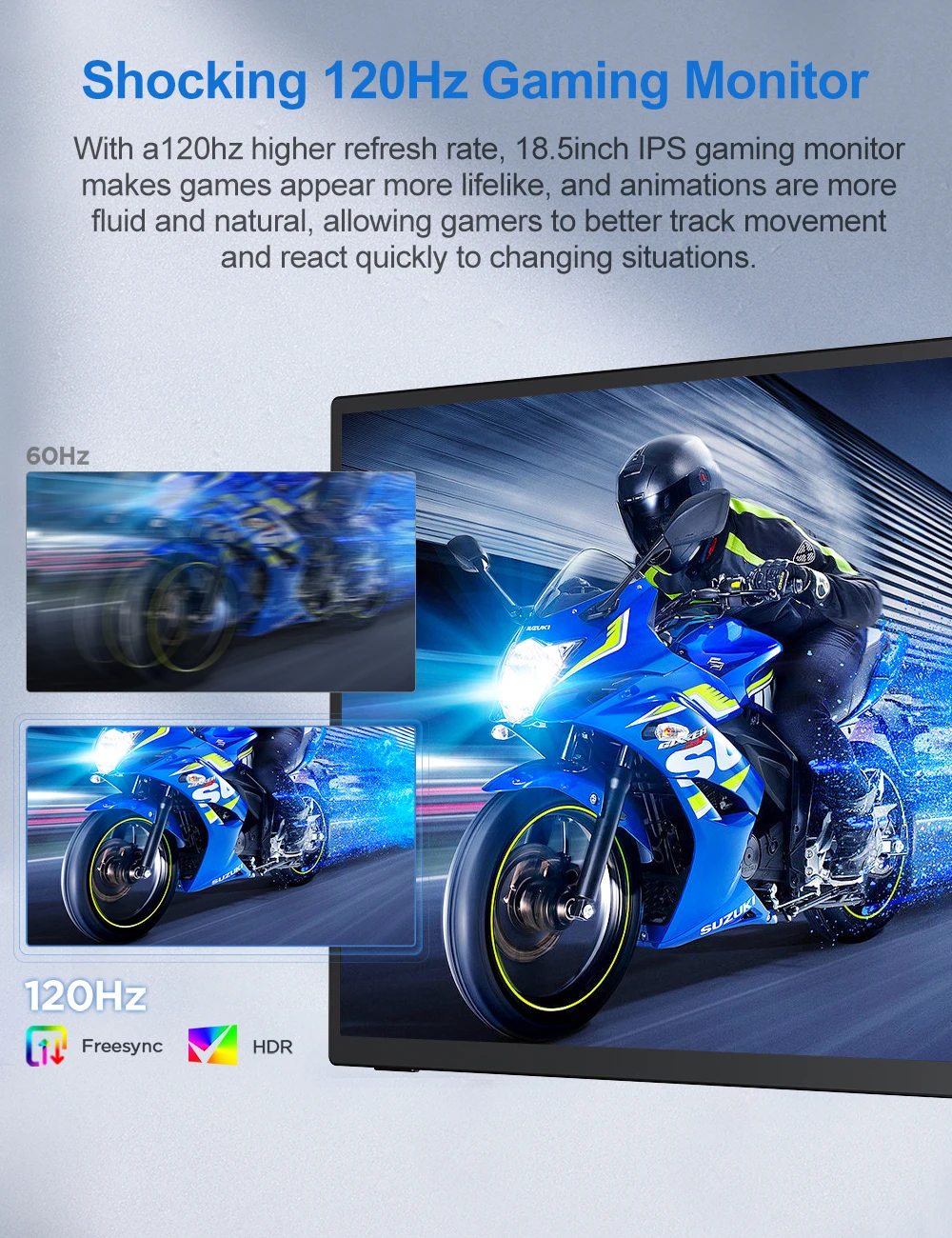 UPERFECT ޴  100% sRGB 1080P FHD IPS Ӹ   ÷, űĵ VESA Ŀ , 18.5 ġ, 120Hz
