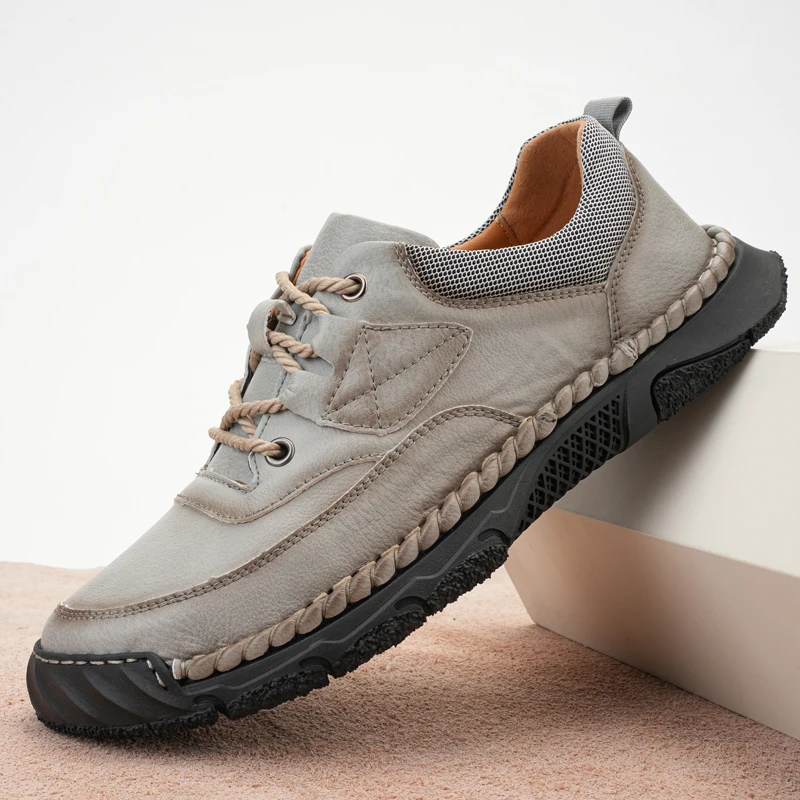 Genuine Leather Men's Casual Shoes Classic Lace Up Oxford Shoes Elegantes Office Men Hiking Footwear Comfy Male Walking Sneakers