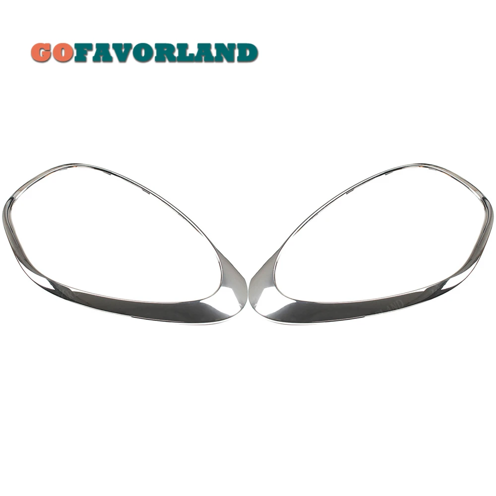 Pair Front Left Right Headlight Trim Ring Bezels Chrome Plastic