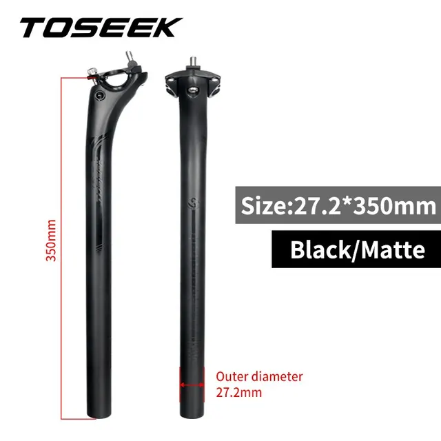 TOSEEK Carbon Seatpost 27.2 31.6mm Length 400mm Matte Black MTB Road Bike Seat Post Seat Tube