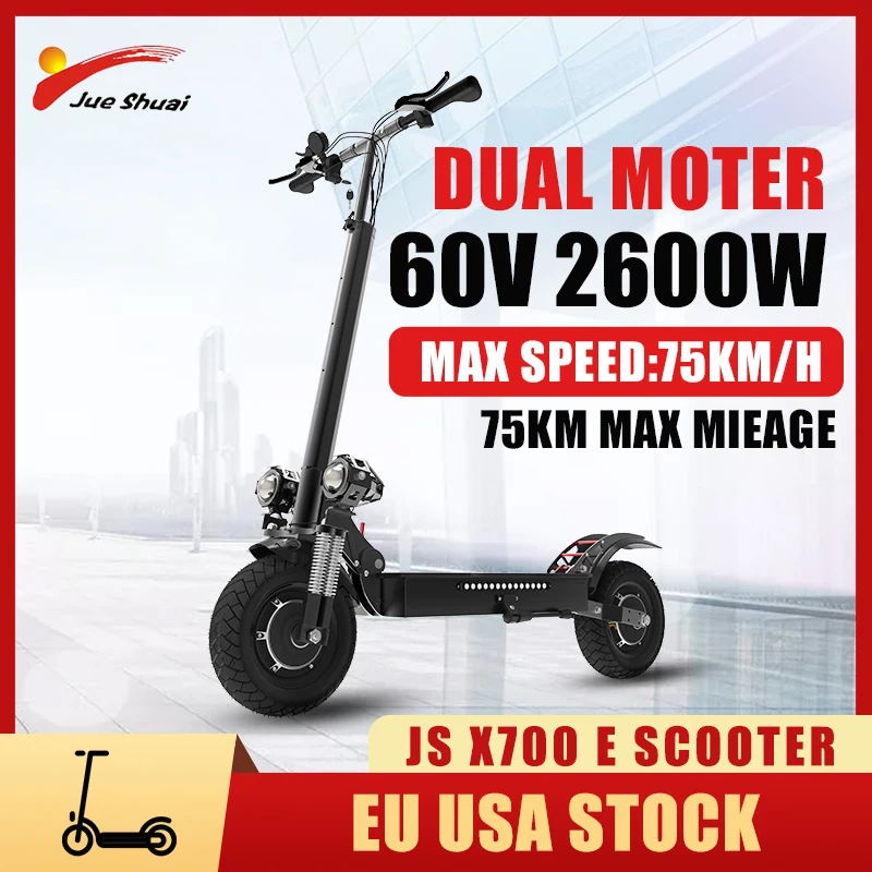 

Jueshuai Electric Scooter X700 75KM/H Speed Dual Moter 2600W E Scooters 10inch Off-road Tire for Adultstrottinettes électriques