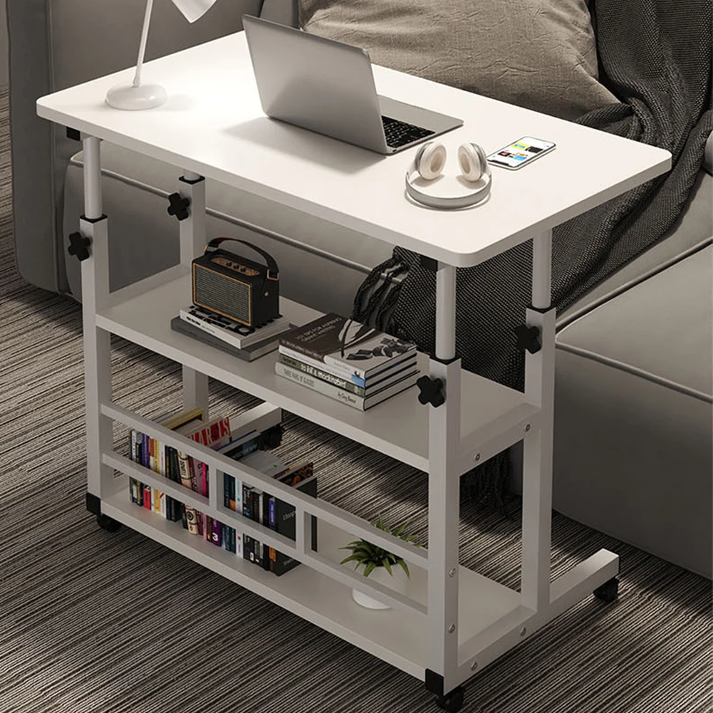 Height Adjustable Computer Desk Standing Desk Bedside Smart Game Office Mobile Study Table with Rolling Wheel 60*40cm