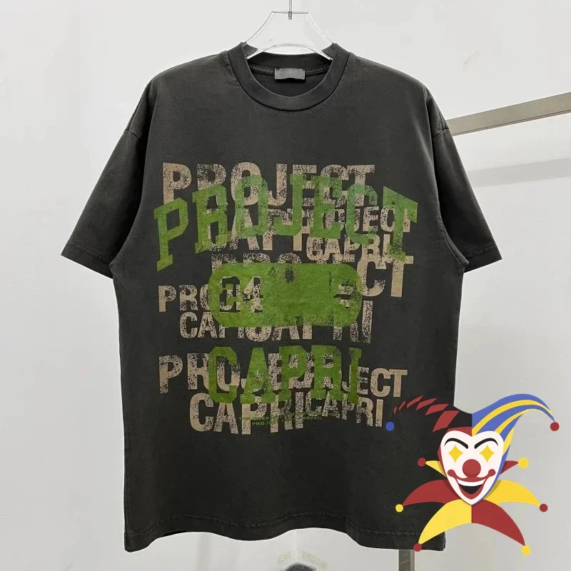 

Washed Graffiti Letter T Shirt Men Women Top Quality Vintage Top Tees T-shirt