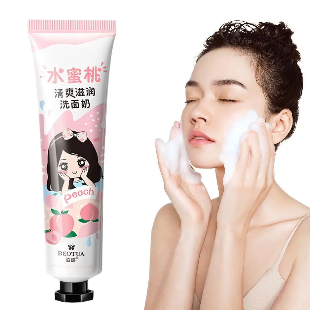 honey peach Facial Cleanser Foam Face Wash Collagen Care Cleansing Oil Moisturizing Skin 30g Shrink Control Pores B4J8 3