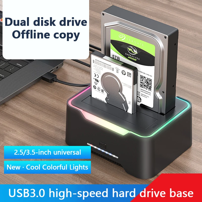 Uthai-dual Bay Base de Disco Rígido Usb 3.0 2.5 3.5 Porta Serial Multifuncional Cópia Offline Case Disco Rígido Móvel - Imagem 6