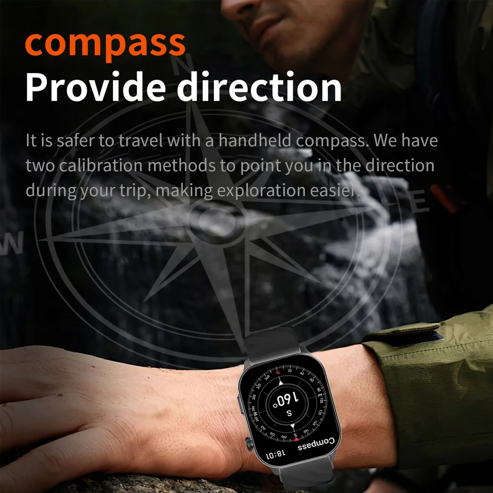 2026 new For Android IOS GPS Smart Watch Women 2.01" HD Screen Heart Rate Bluetooth Call Compass IP68 Waterproof Men Smartwatch 6