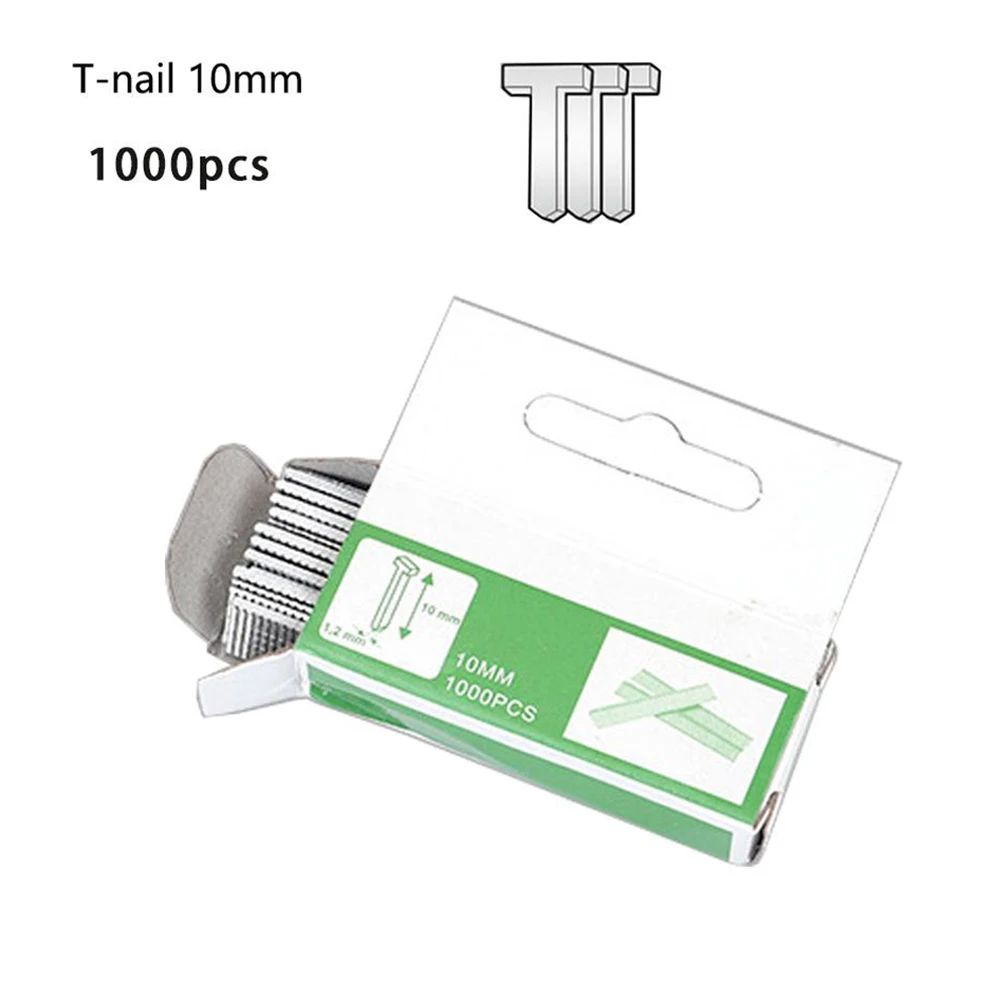 Tools Staples Nails 1000Pcs 12mm/8mm/10mm Brad Nails DIY Door Nail Packaging Stapler T Shaped U Shape Wood Furniture 6