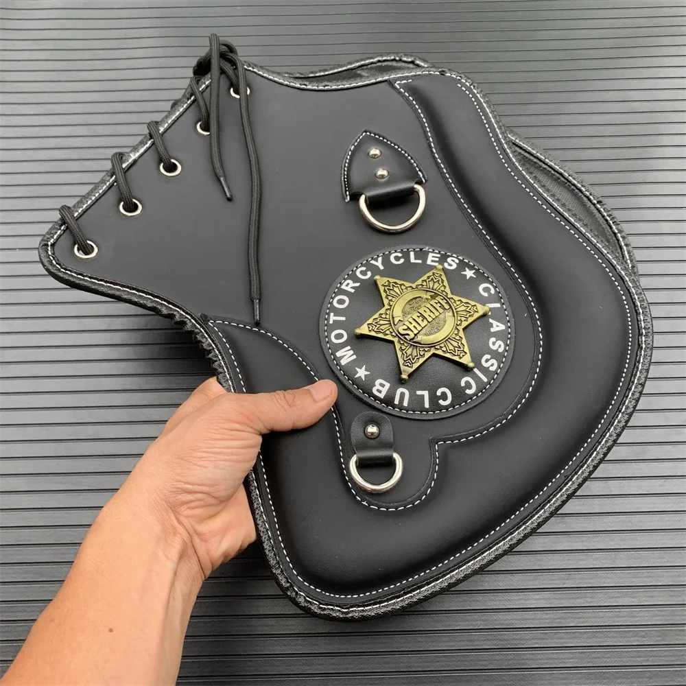 Motorcycle PU Heat Deflector, Pack Of 2 Motorcycle Side Saddle Leather