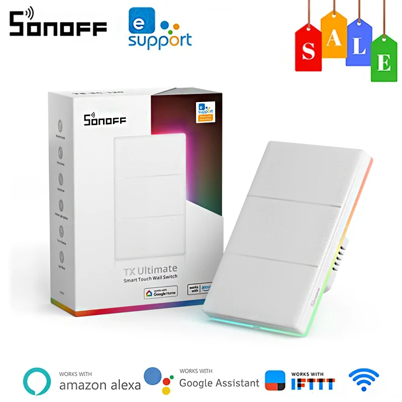 Itead Sonoff T5 Tx Eu/Us 1/2/3Gang Wifi Smart Wall Touch Switch Smart Home Control Tramite Ewelink App/Voice/Touch Per Alexa Google