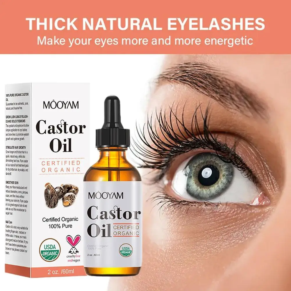 

Castor Oil Hair Eyelash Brows Growth Essential Oil Prevent Skin Aging Castor Essence Moisturizer Skin Care Healthy For Women