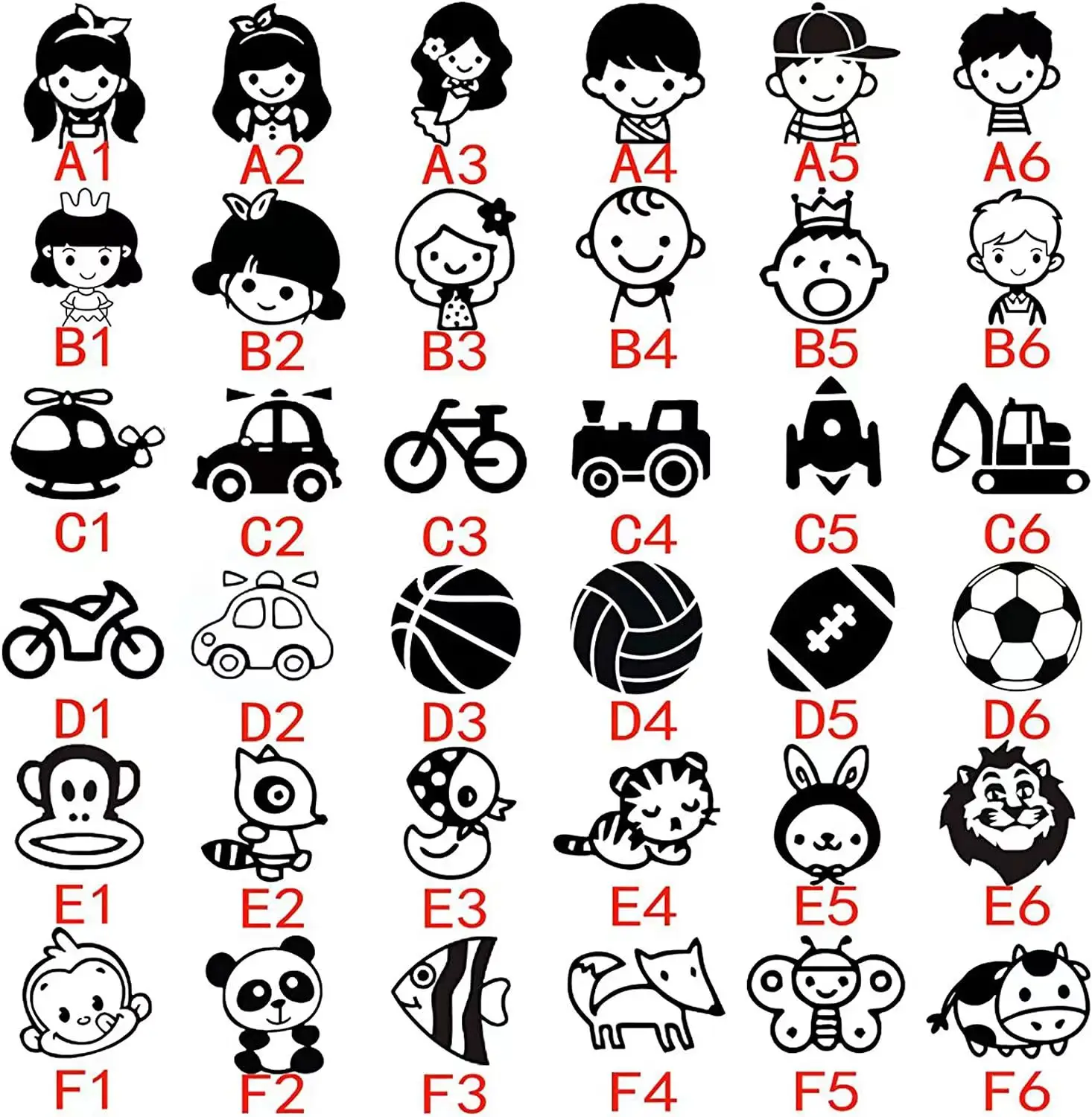  Name Stamp Custom Name Stamp for Clothing Kids Personalized  Name Stamp Clothing Stamp Waterproof 6 Sticker Patterm 20 Icons : Office  Products