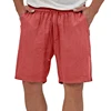 Summer Mens Linen Elastic Shorts Lightweight Cotton Trousers Pockets Breathable Beach Pants Fitness Sweatwear Shorts Men 5