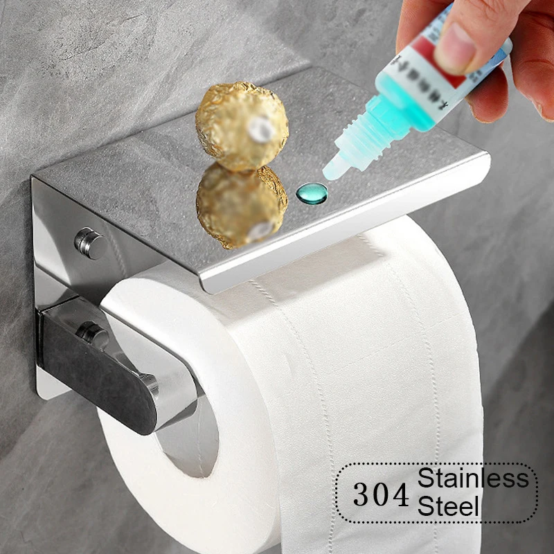 Toilet Paper Holder Wall Mount Kitchen Towel Storage Organizer Wall Roll Paper Phone Shelf Holder Home Bathroom Accessories 2