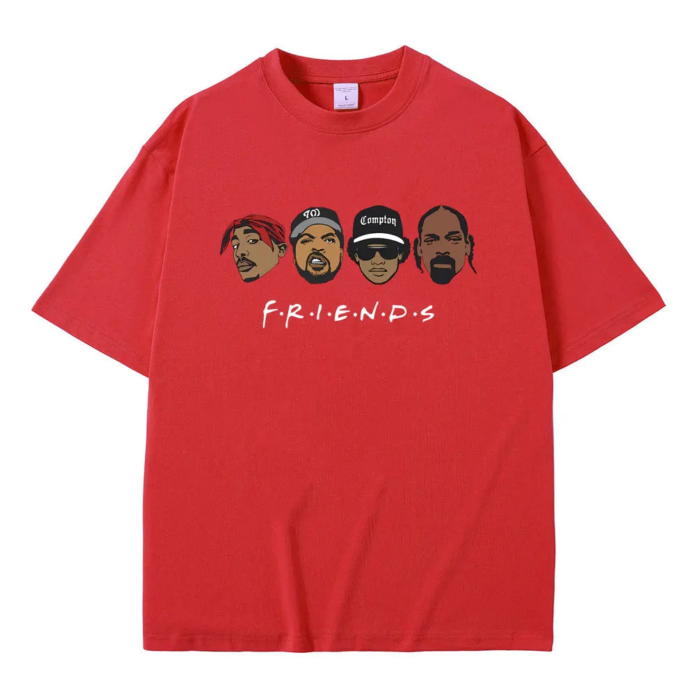 Friends The Notorious Big Biggie Smalls Ice Cube Eazy-E Snoop Dogg Face Graphic Print Tshirt Men Hip Hop Rap Oversized_voghion.com