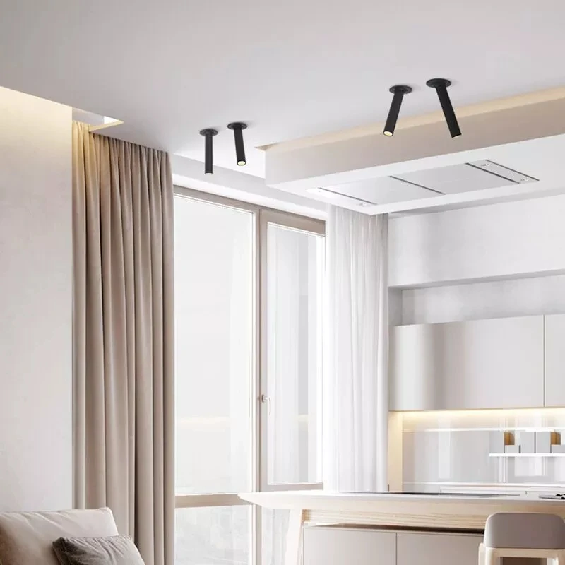 Ceiling Lamps ceiling lamps Adjustable 10W Long Tube Ceiling Lamp for Bedroom, Rotatable Angle Black/White Kitchen TV Background Light