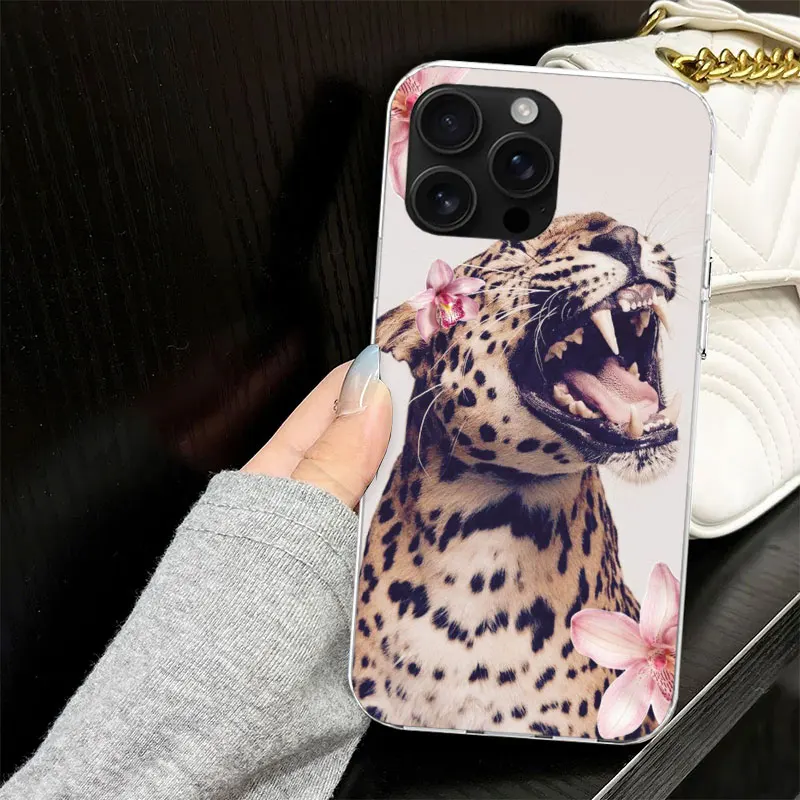Chic Pink Leopard Print Soft Silicone Phone Case - Black Capa Design