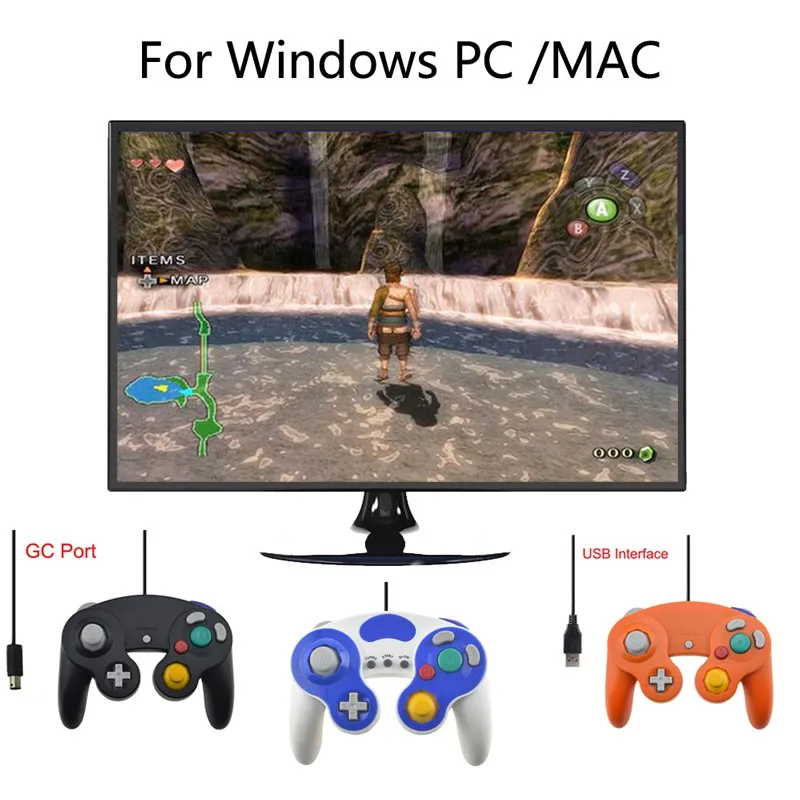 For Gamecube Controller USB Wired Handheld Joystick Compatible Nintend For NGC GC Controle For MAC Computer PC Gamepad