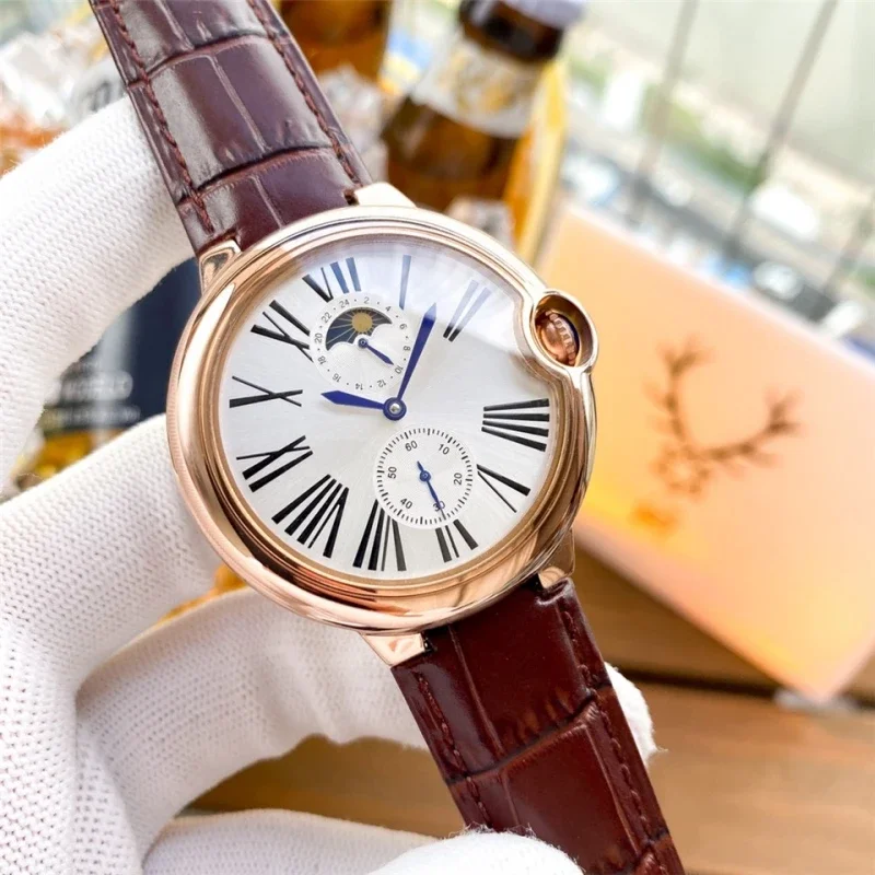 

2023 Men's Top Luxury Automatic Mechanical Rose Gold 24 Hour Moon Phase Dial 42mm Belt Classic Business Brand Watch