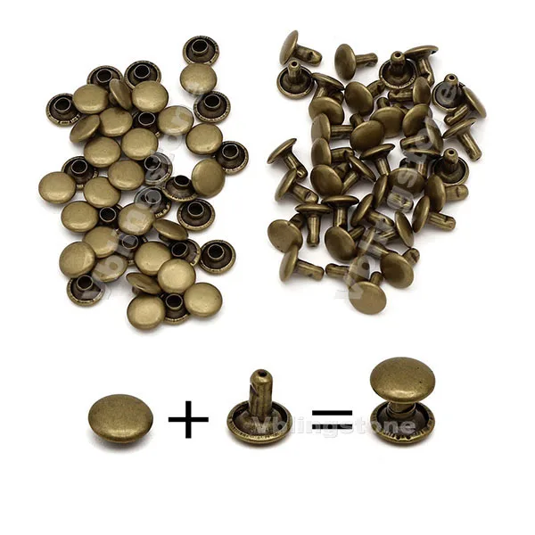 100Sets 6-8mm Round Metal Double Cap Rivets Studs for