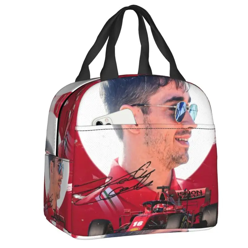 

Formula One Racing Driver Leclerc Charles Lunch Box for Women Thermal Cooler Food Insulated Lunch Bag School Student Tote Bags