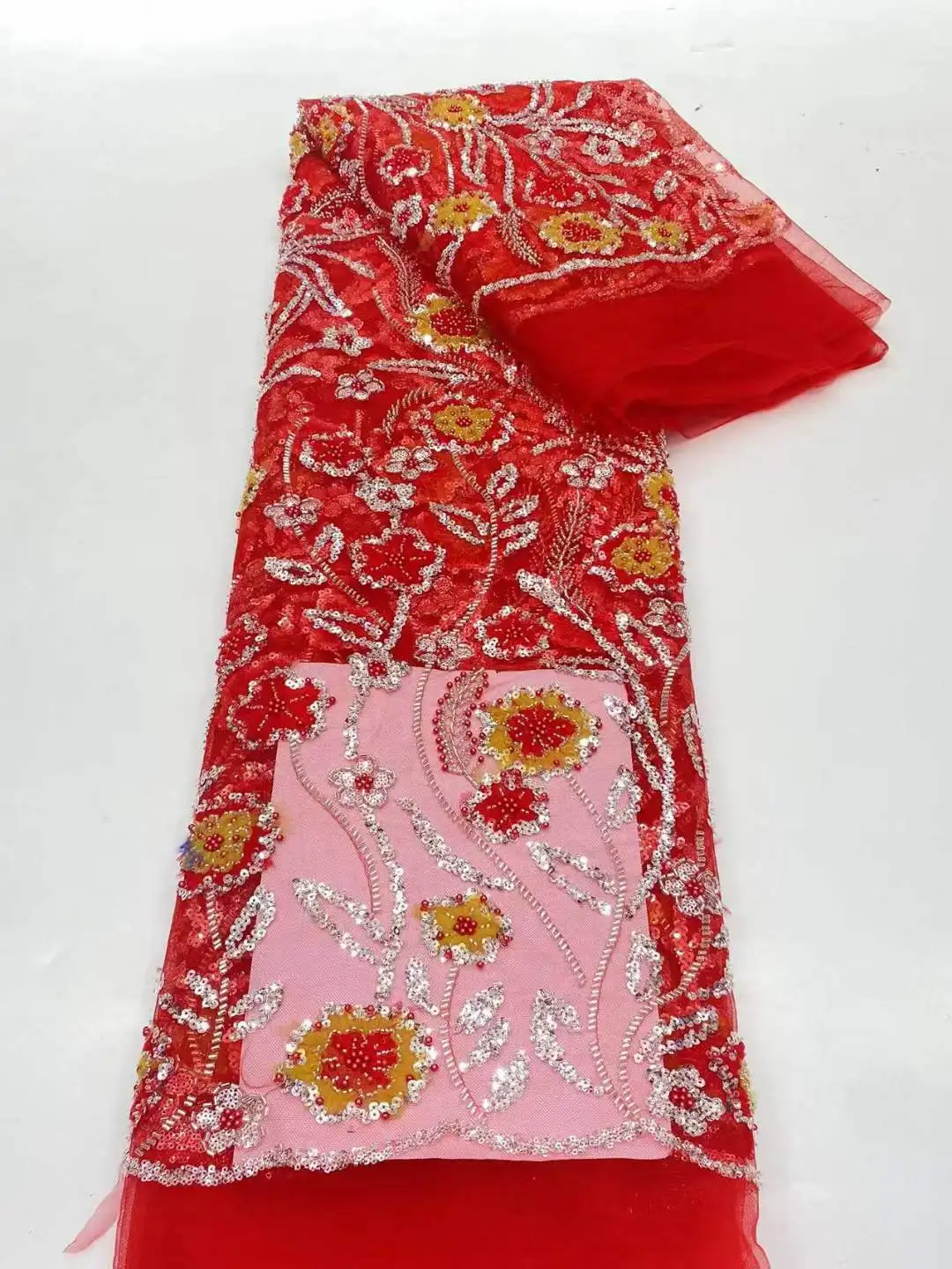 

Роскошная африканская кружевная ткань с блестками и бисером 2024 Высококачественная нигерийская Свадебная вышивка французская тюль для шитья CD