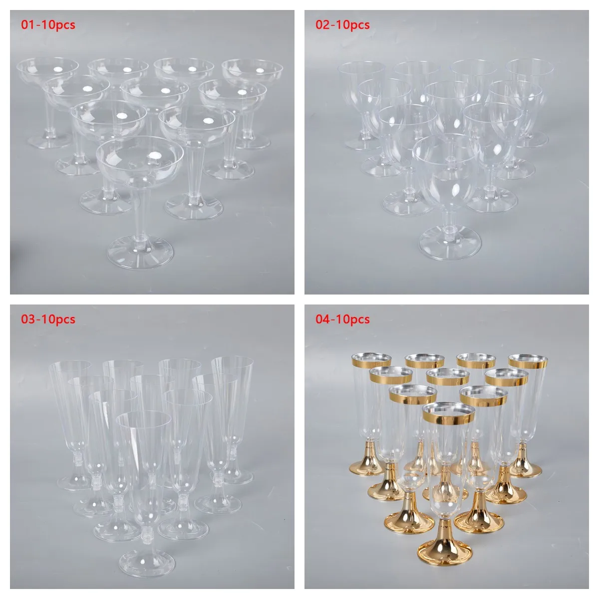 10Pcs New Plastic Champagne Flutes Disposable Clear Plastic Champagne Glasses for Parties Glitter Clear Cup