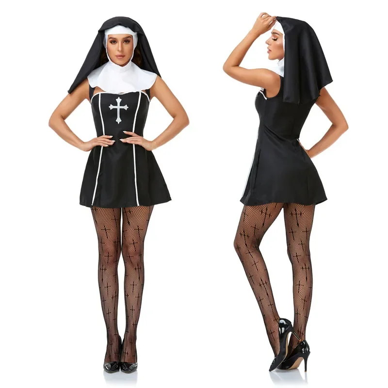 

Пасхальный костюм для косплея и вечеринки на Хэллоуин, костюм монахини для взрослых для ролевых игр, сценический костюм