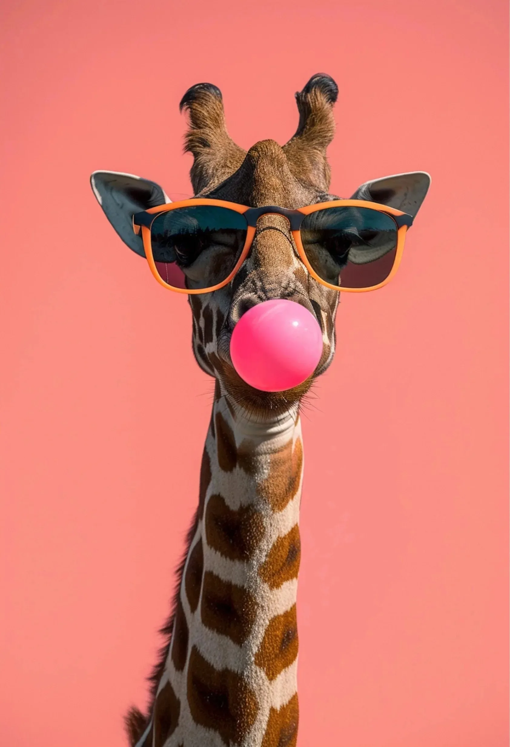 thumbnail image 1 of Póster estético con estampado de leopardo, león, jirafa, oso, conejo, gafas de sol de moda, pintura en lienzo de animales, arte de pared, decoración del hogar para sala de estar, 1 of 5
