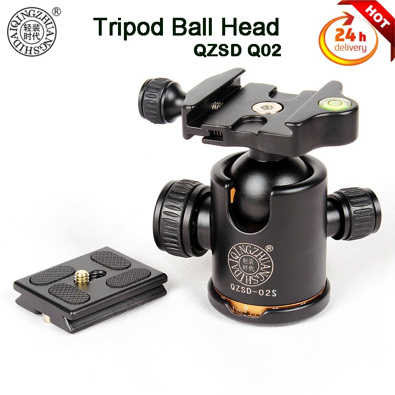 

QZSD Q02S Professional Camera Tripod Ball Heads with Quick Release Plate 1/4" Screw 3/8" screw nut for DSLR Camera Tripod Q999H