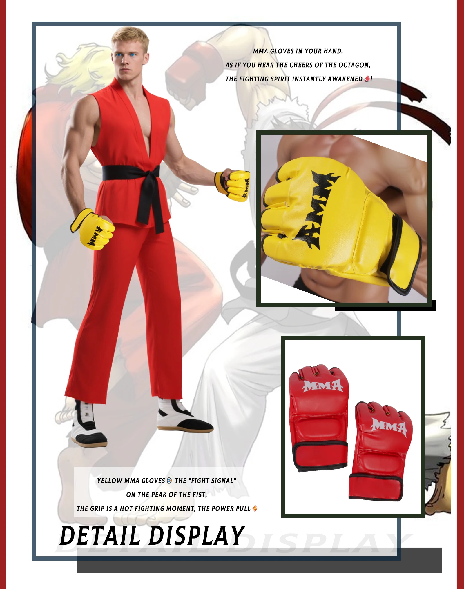 Street Fighter Ryu and Ken Martial Arts Uniform Cosplay Costume Set