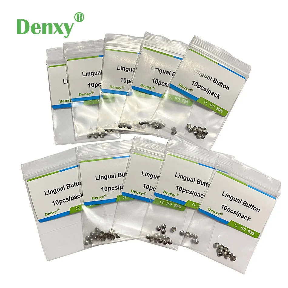 Denxy 100pcs Dental Orthodontic Lingual Button On Sales Metal buttons MIM Lingual Attachments Appliances orthodontic brackets