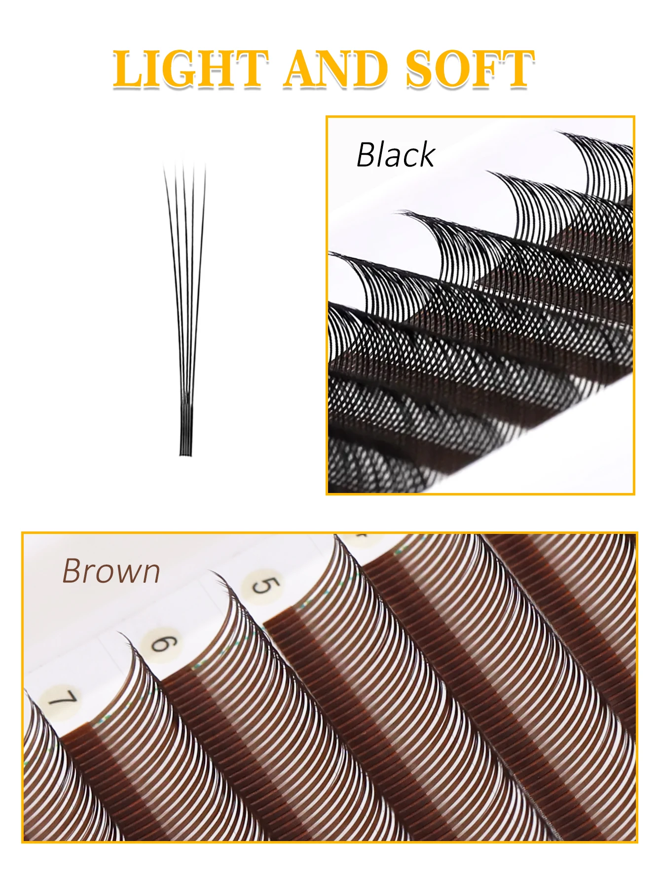 AGUUD 5D Flora Wimpernverlängerung, vorgefertigte Spike-Fächer, Wimpern, Anime-Auge, einfache Fächer, Schwarz, Braun, 5D-Blume, Wispy False Angel Wimpern – Detail 4