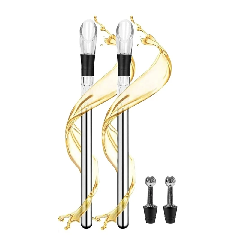 Wine Chiller Stick, Wine Cooling Stick, Cooling 3-In-1 Stainless Steel Cooler Stick With Nozzle