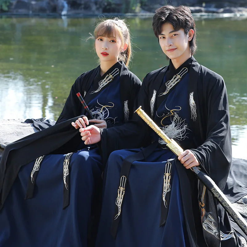 Hanfu Gewaden Mannen Traditionele Chinese Stijl Zwaardvechter Stadium Cosplay Kleding Chinese Traditionele Oude Paar Hanfu Folk Jurk