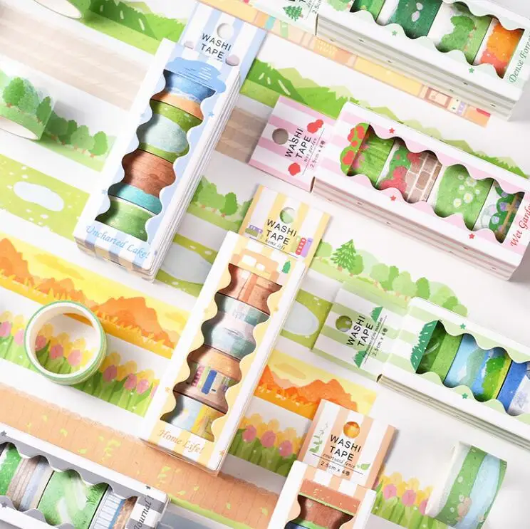 

16 box/lot 2cm*2M Scenery Washi Tape Set Cute Decoration Sticker Scrapbooking Diary Masking Tape Stationery School supplies