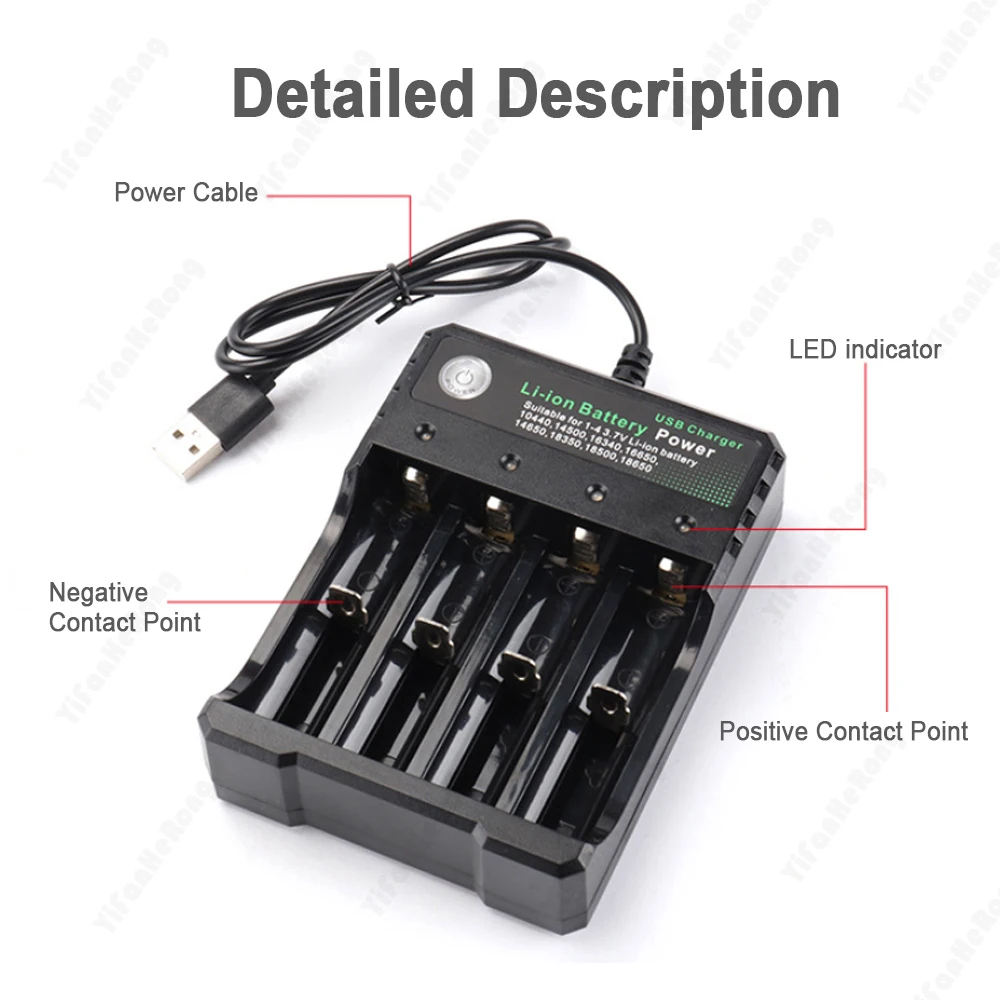 Battery Charger 4.2V 3.7V 18650 Charger Lithium Ion Battery USB Independent Charging 18350 16340 14500 18500 USB