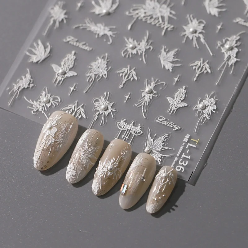 

[Meow.Sensei] Butterfly Nail Stickers Ins Relief Adhesive Nail Sticker Exquisite Spot Drill Series TL-126