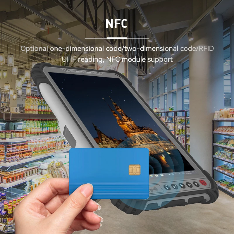 CENAVA IP65 방수 전면 물리적 키, 4G LTE GPS, WIF 견고한 태블릿, 윈도우 10 프로, 8 인치 지문 UHF RFID 옵션