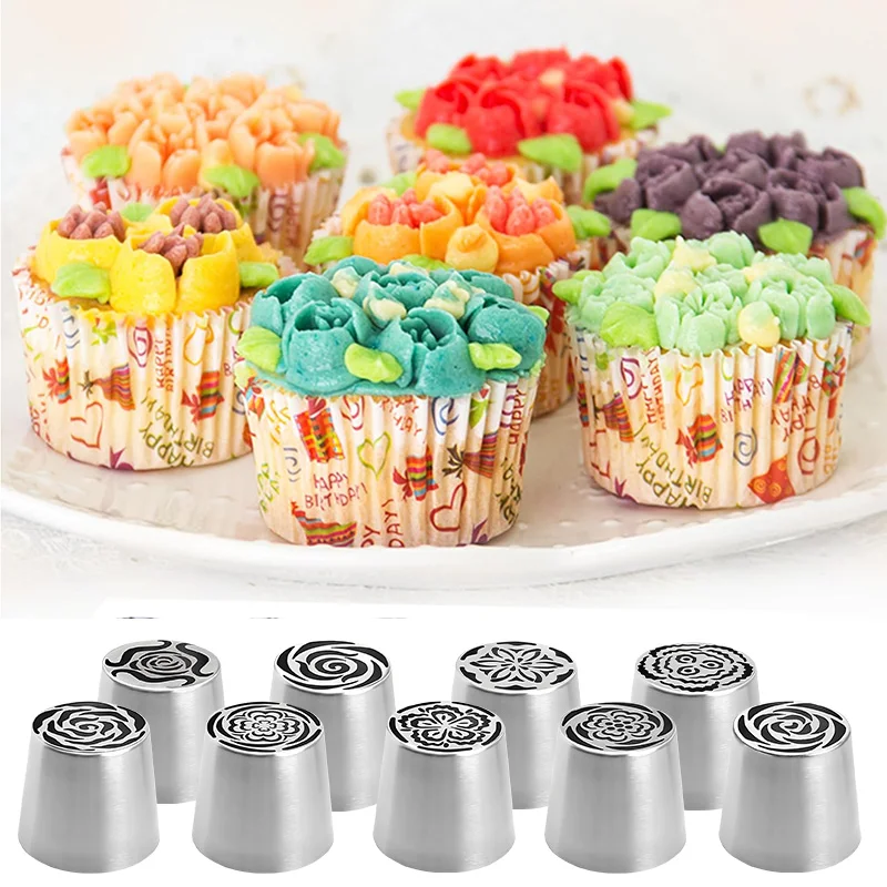 Stainless Steel Russian Mounting Nozzles Pastry Cookie Cake Fondant Decorating Tips Personalized Cake Buttercream Decorating