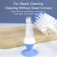 2 in 1 Mother-child Nylon Baby Bottle Cup Cleaning Brush Suction Stand Type Feeding Clean Tool Set 4