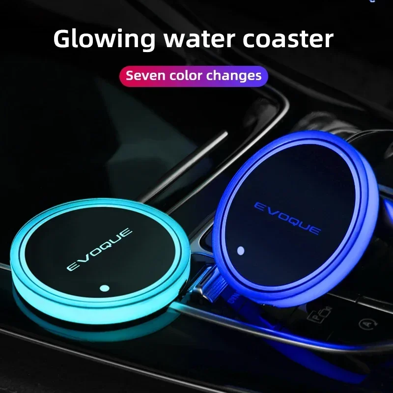Per Land Rover Evoque Car Luminous Water Cup Coaster 7 Colorful Car Led Atmosphere Light Accessori Per Auto Cupmat Ambience Lights
