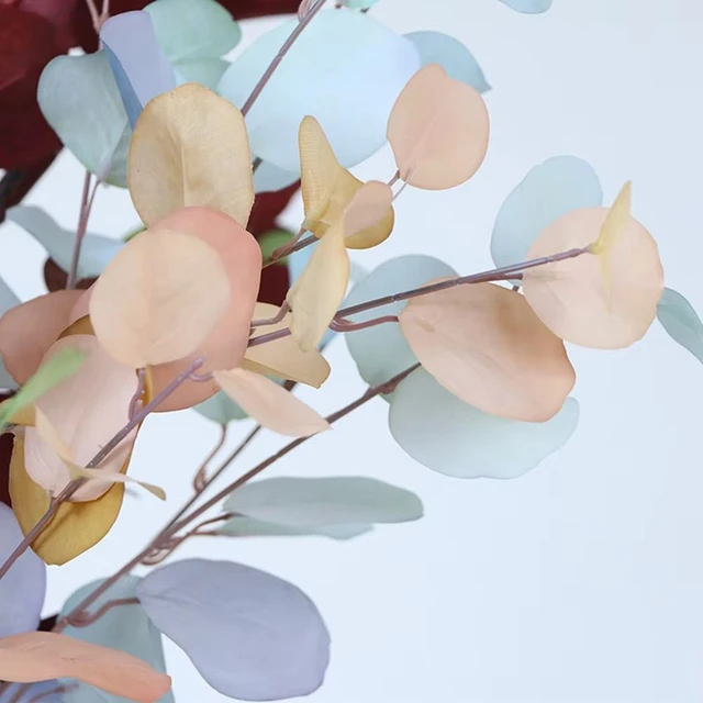 Piante artificiali Palo lungo Foglie di eucalipto Piante Foglia di denaro Decorazione da parete Matrimonio Tiro Prop Casa Camera Vasi Tavolo Decorazioni fai da te 5