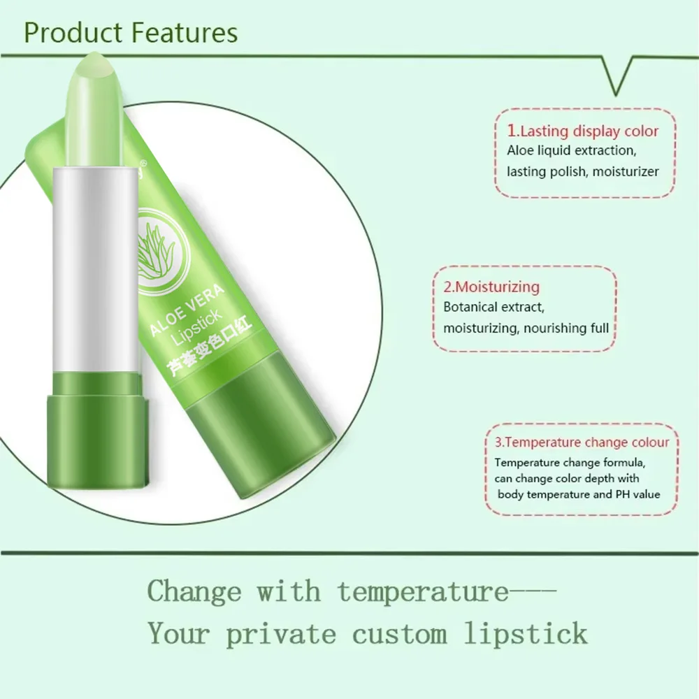 New Natural ALOE VERA Temperature Change Color Jelly Lipstick Long Lasting Moistourizing Lip Makeup Lip Balm Lip Gloss 3