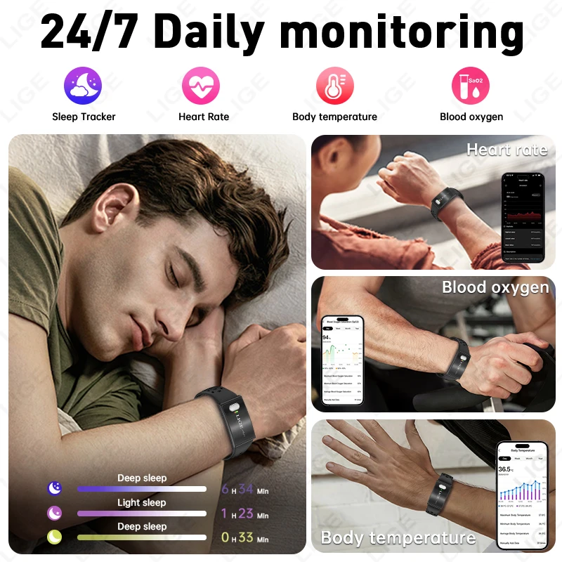 2026 신형 노스크린 스마트워치 ECG 스마트 팔찌 긴 배터리 수명 심박수 혈압 방수 피트니스 스포츠 손목밴드
