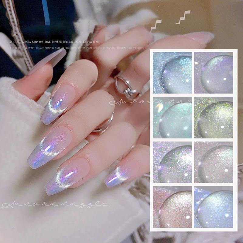 Кристальный камень кошачий глаз магнитный гель для ногтей Новый ослепляющий мерцающий цветной гель Полупостоянный УФ-лак для ногтей верхнее покрытие УФ-гель