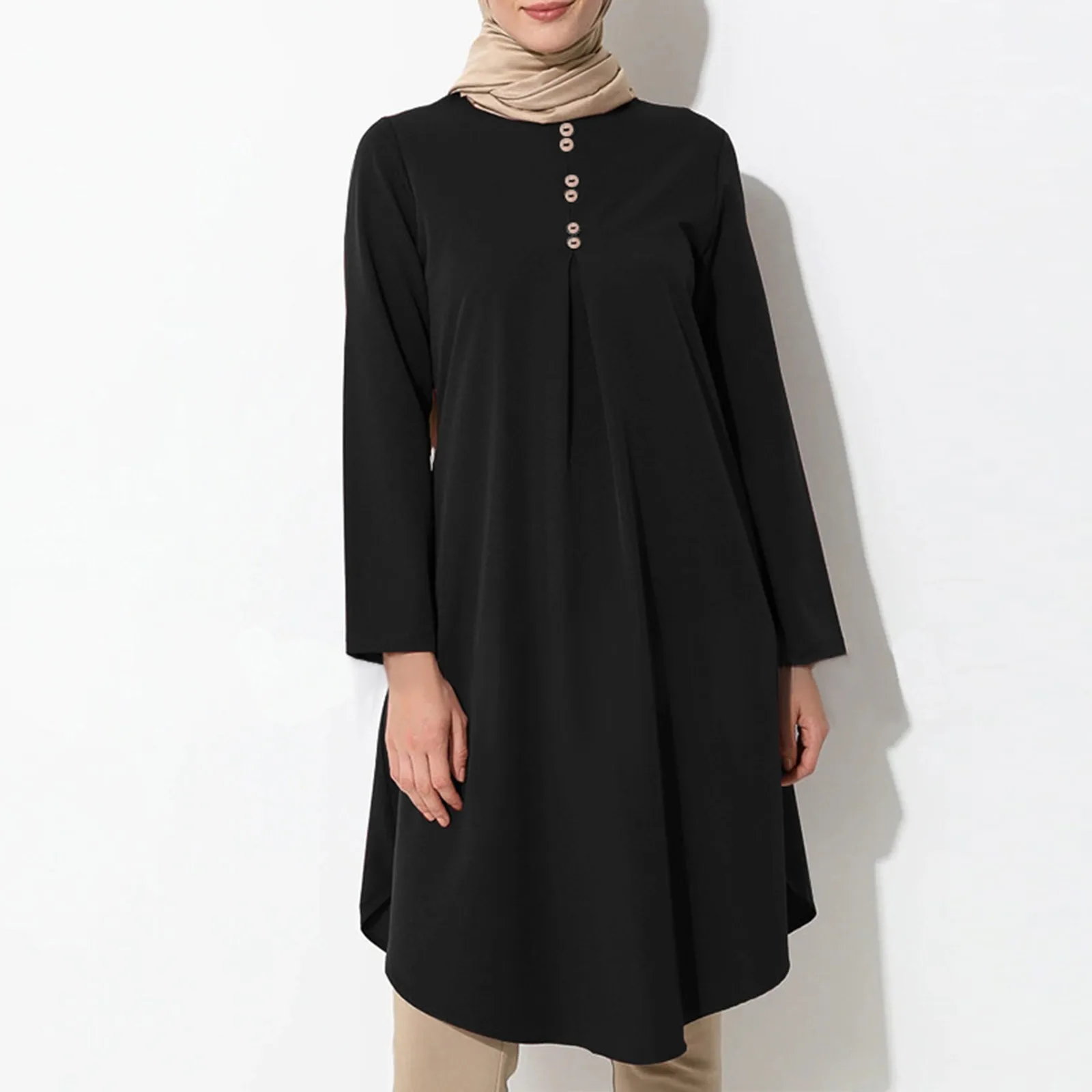 

Broadcloth Girl's Blouse Long Sleeve Casual Women Top Islamism Blouses for Muslim Ladies Muslim Fashion Classic Muslim Dubai