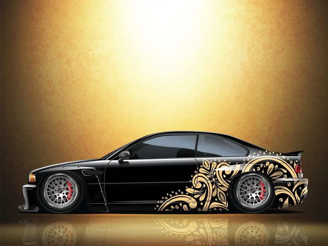 

Custom Tatau Wrap Design Pattern Wrap Design Art Universal Fit Car Wrap Car DIY Cool Sticker Shark Teeth Side Car Vehicle