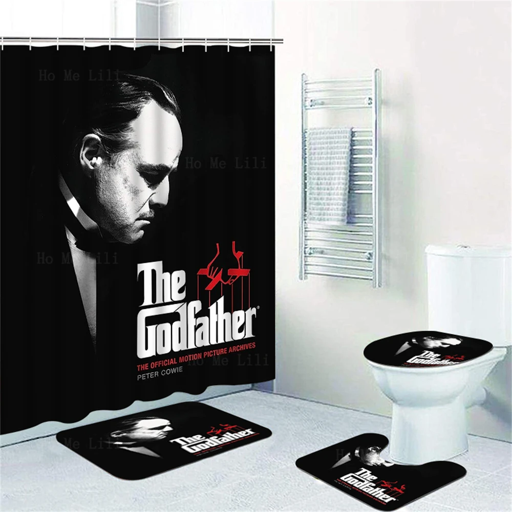 

Набор из четырех предметов с классическими художественными занавесками для душа и напольными ковриками крестного отца из комиксов «Человек без страха»